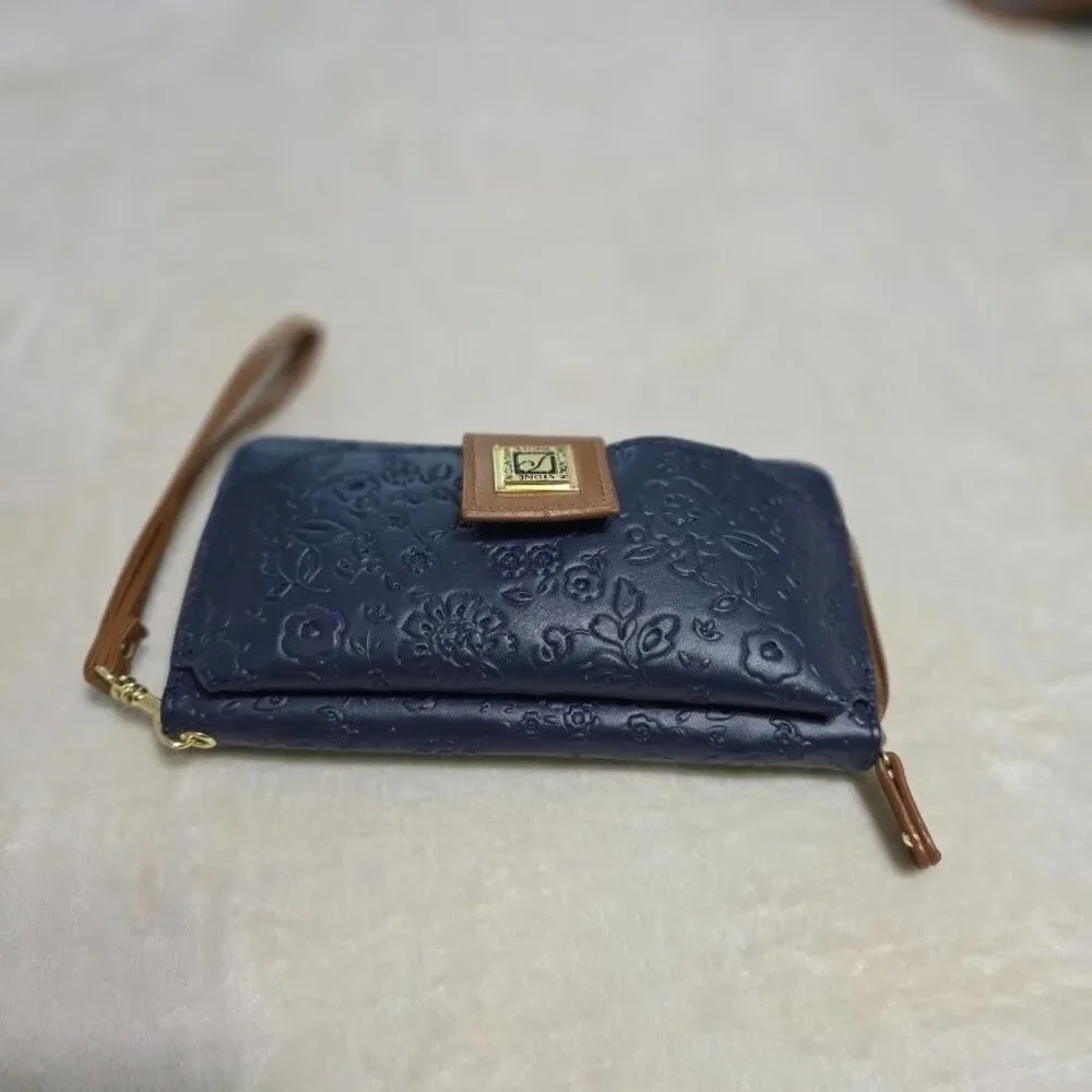 Stone Mountain Blue And Brown Faux Leather Phone Wristlet Pocket for Large Phone - Picture 3 of 8